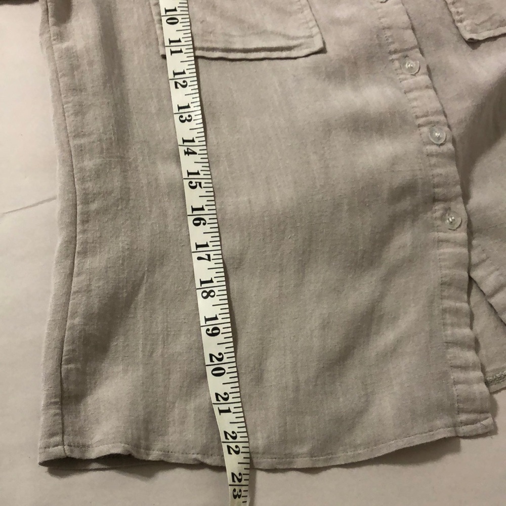 Amaryllis Light Beige Oatmeal Linen Cotton Button-Up Long Sleeve Shirt Medium - Picture 5 of 10